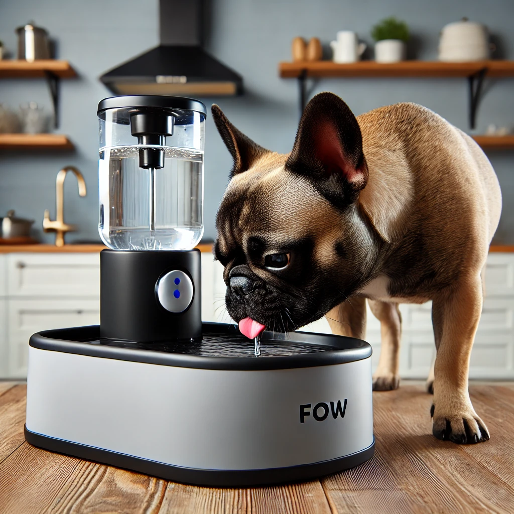 자동급수기를 이용해서 물을 마시는 강아지