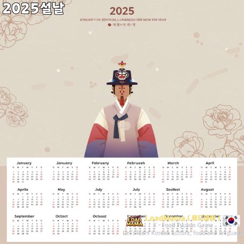 2025년 미니멀리스트 달력, 1월 29일 설날 강조