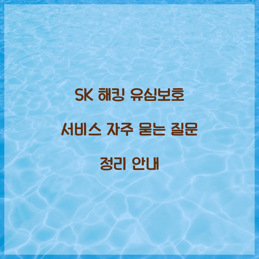 SK 해킹 유심보호 서비스 자주 묻는 질문 모음