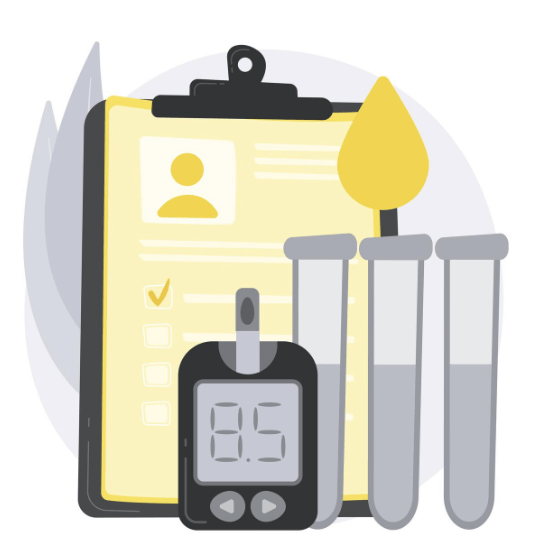 혈당 재는 기계와 기록지