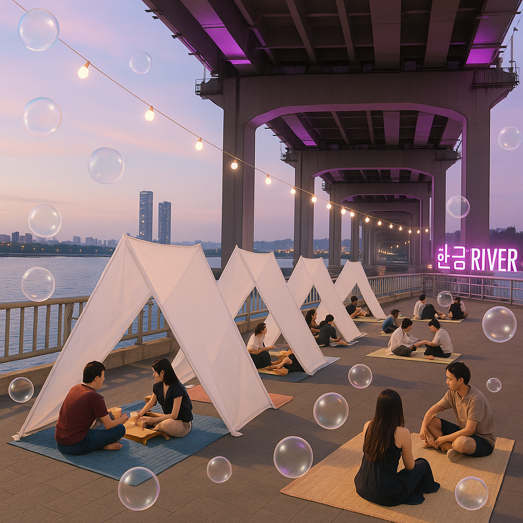 힐링을 즐기는 뚜벅뚜벅 축제 참여자 (장소 : 힐링존)