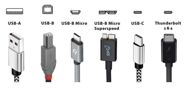다양한 USB 커넥터 타입 종류 A, B, C, 미니, 마이크로