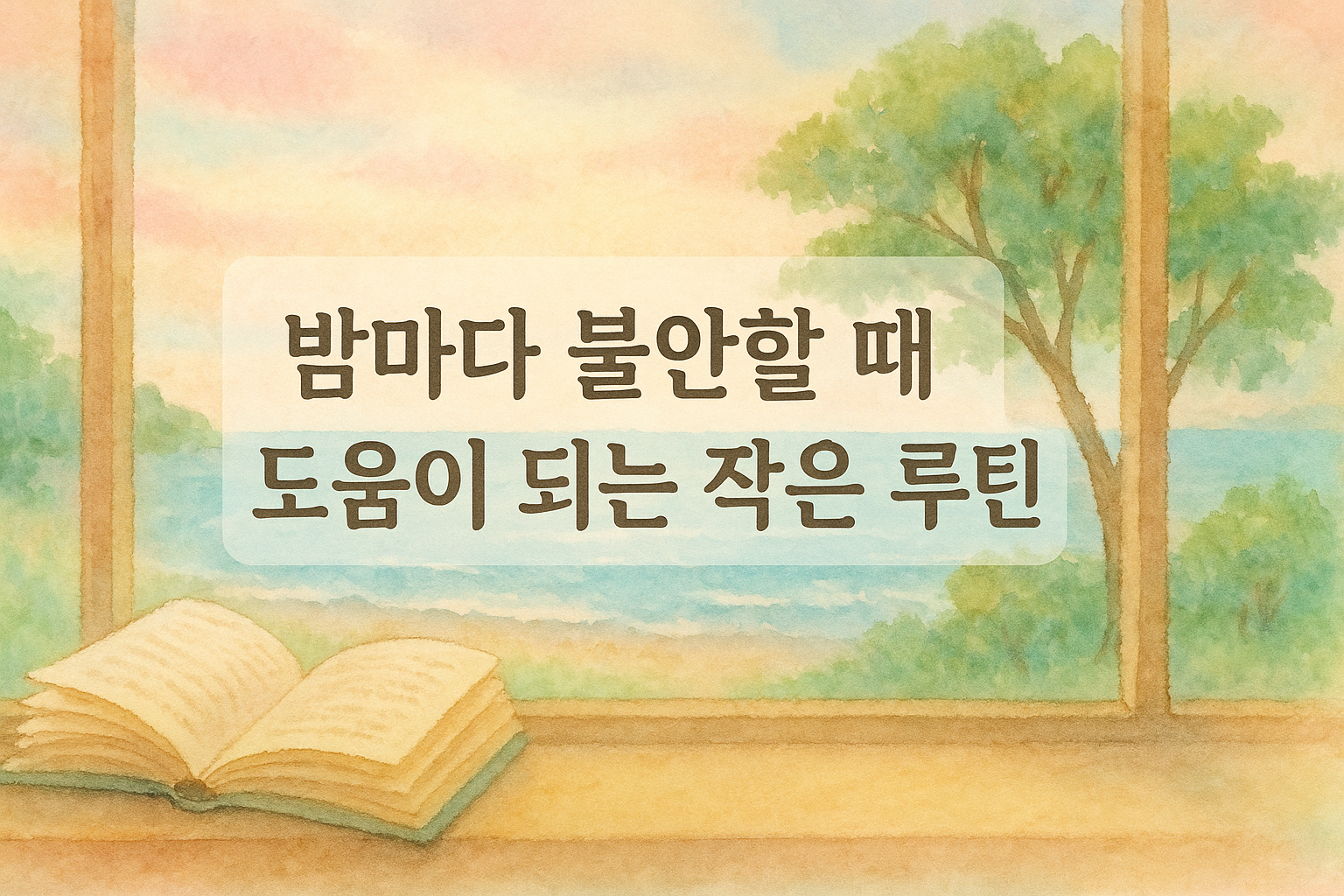 저녁의 평화로운 창가 풍경