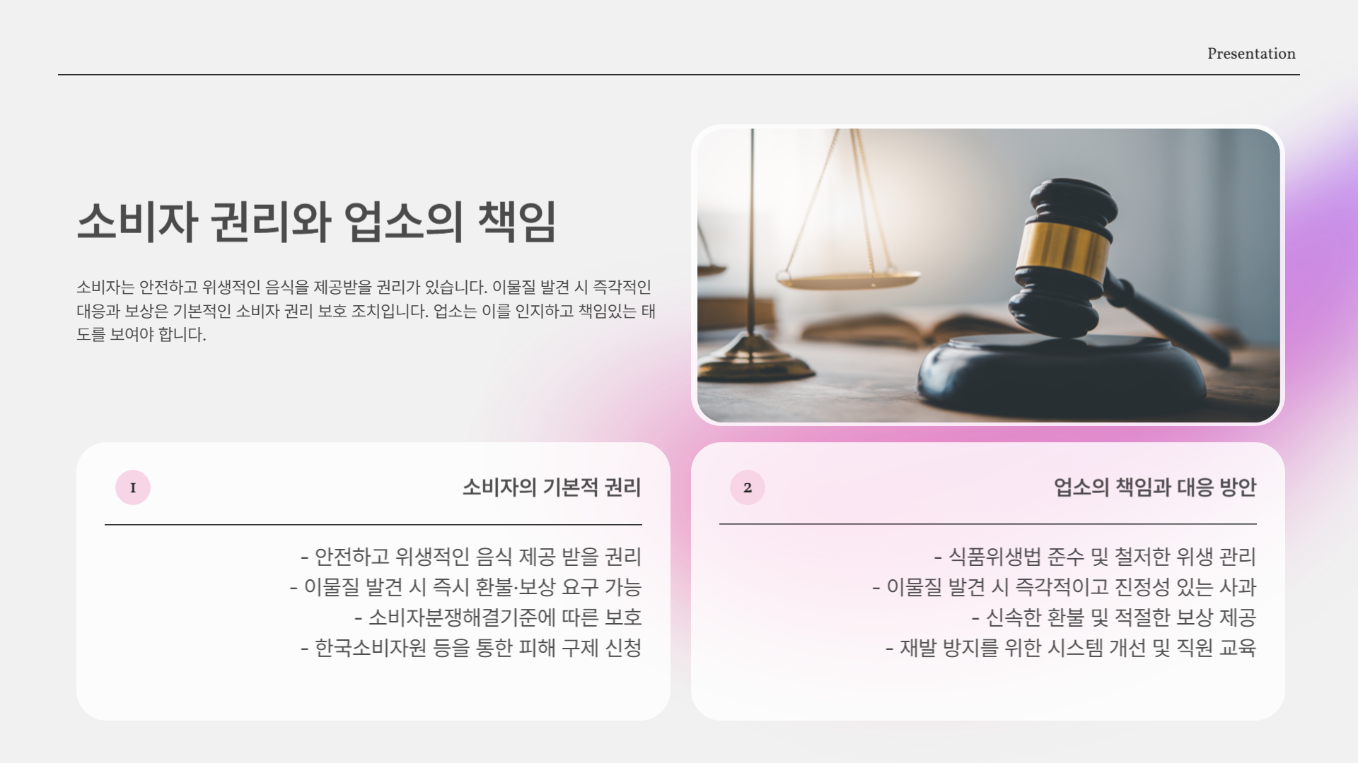 소비자 권리 vs 업소의 책임