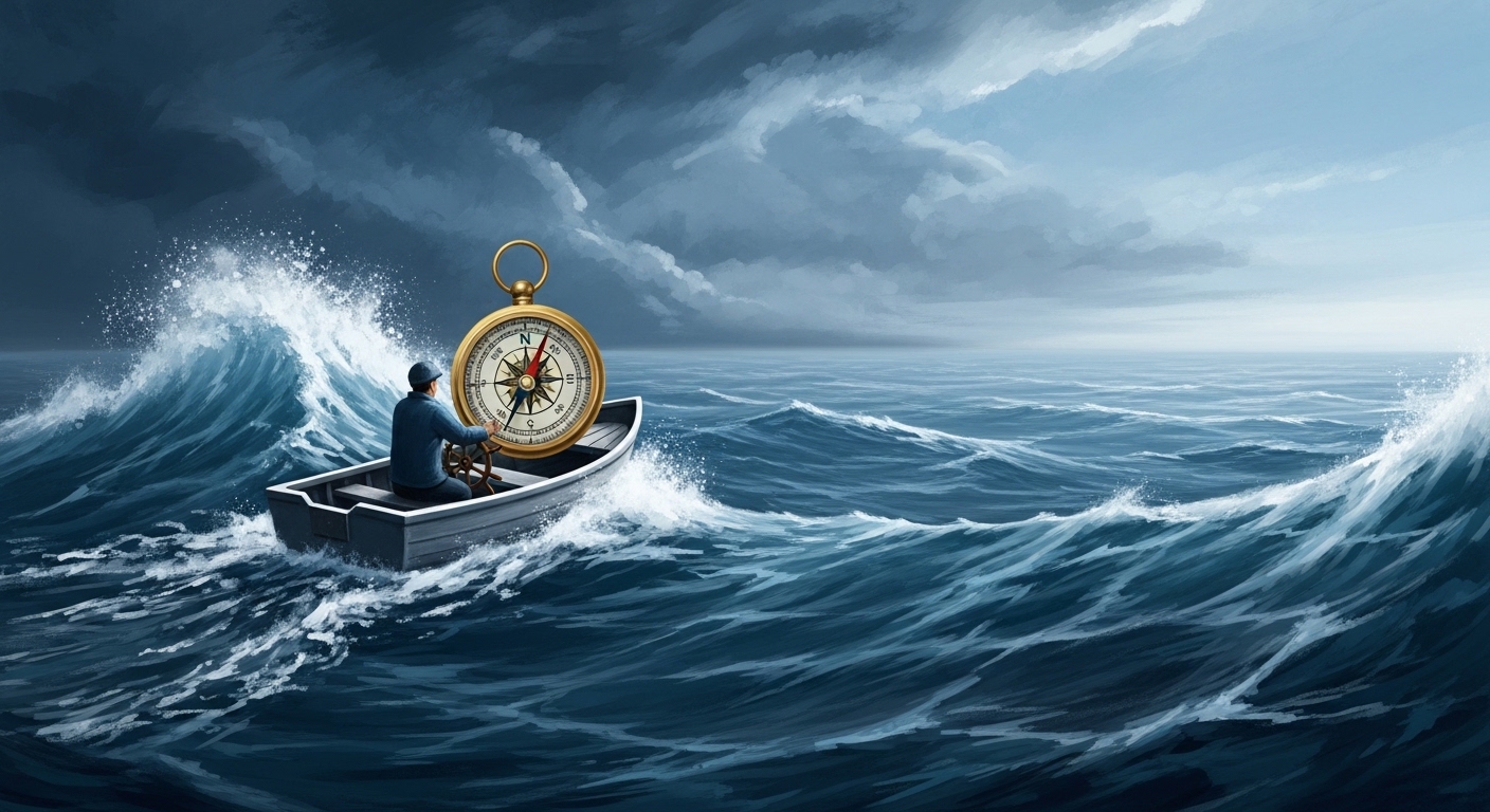 불안정한 시장 상황 속에서 현명한 투자 전략을 상징하는 추상적인 이미지