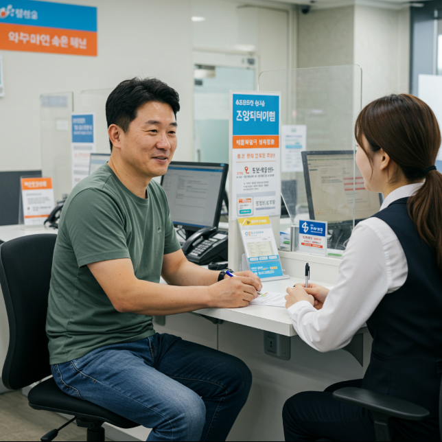 은행에서 상담받는 소상공인