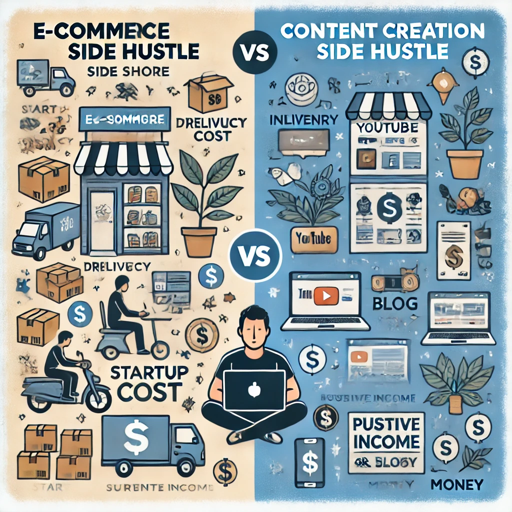 쇼핑몰 vs 콘텐츠 부업 (초기비용, 수익화, 유지관리)