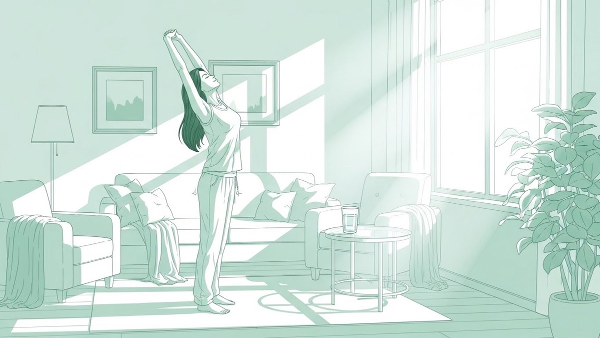 건강하고 가벼운 몸으로 아침을 맞이하는 모습