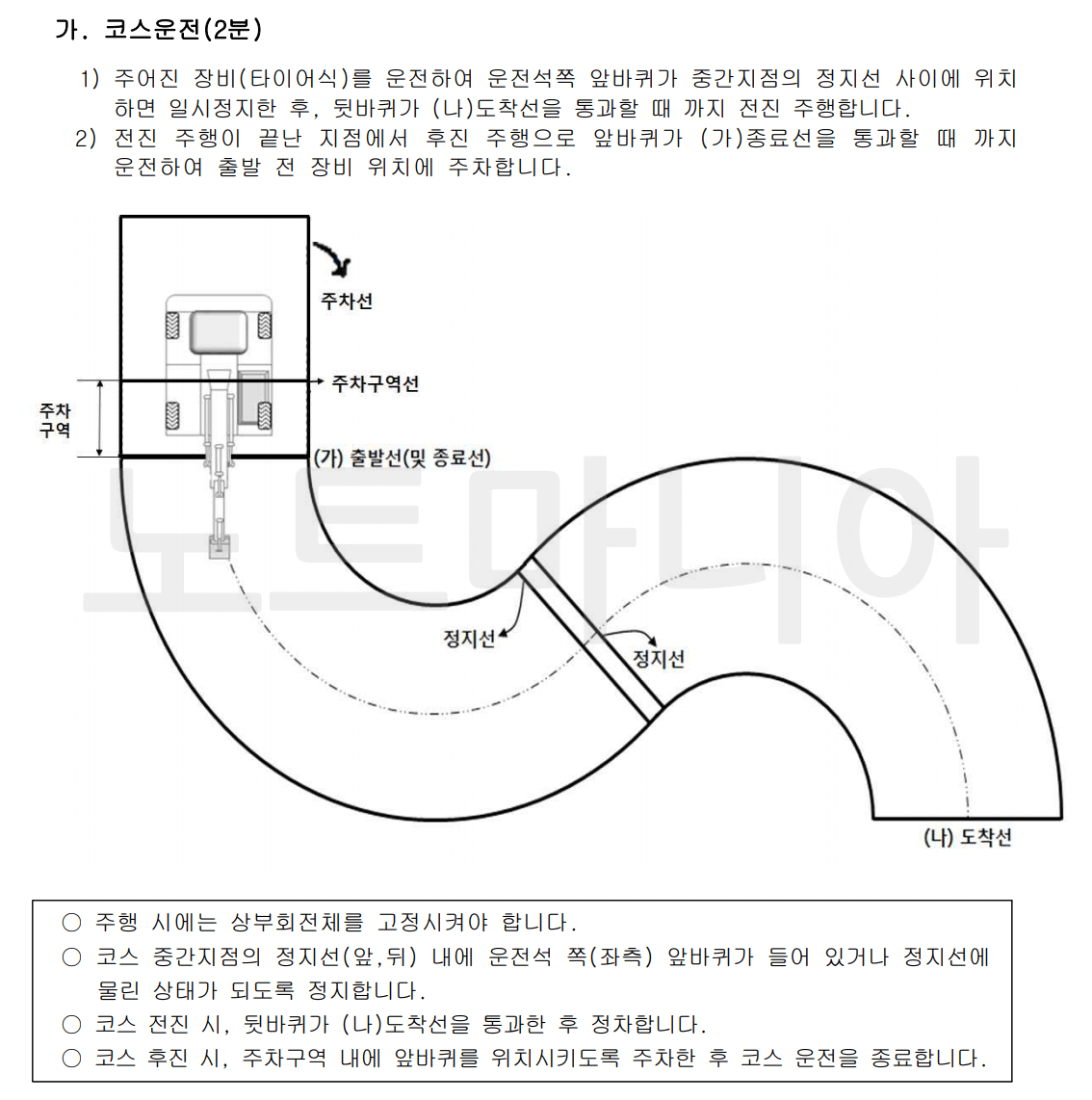 굴삭기시험-주행시험내용