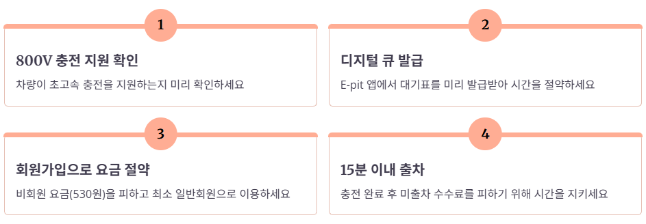 초고속 충전을 위한 필수 확인 사항