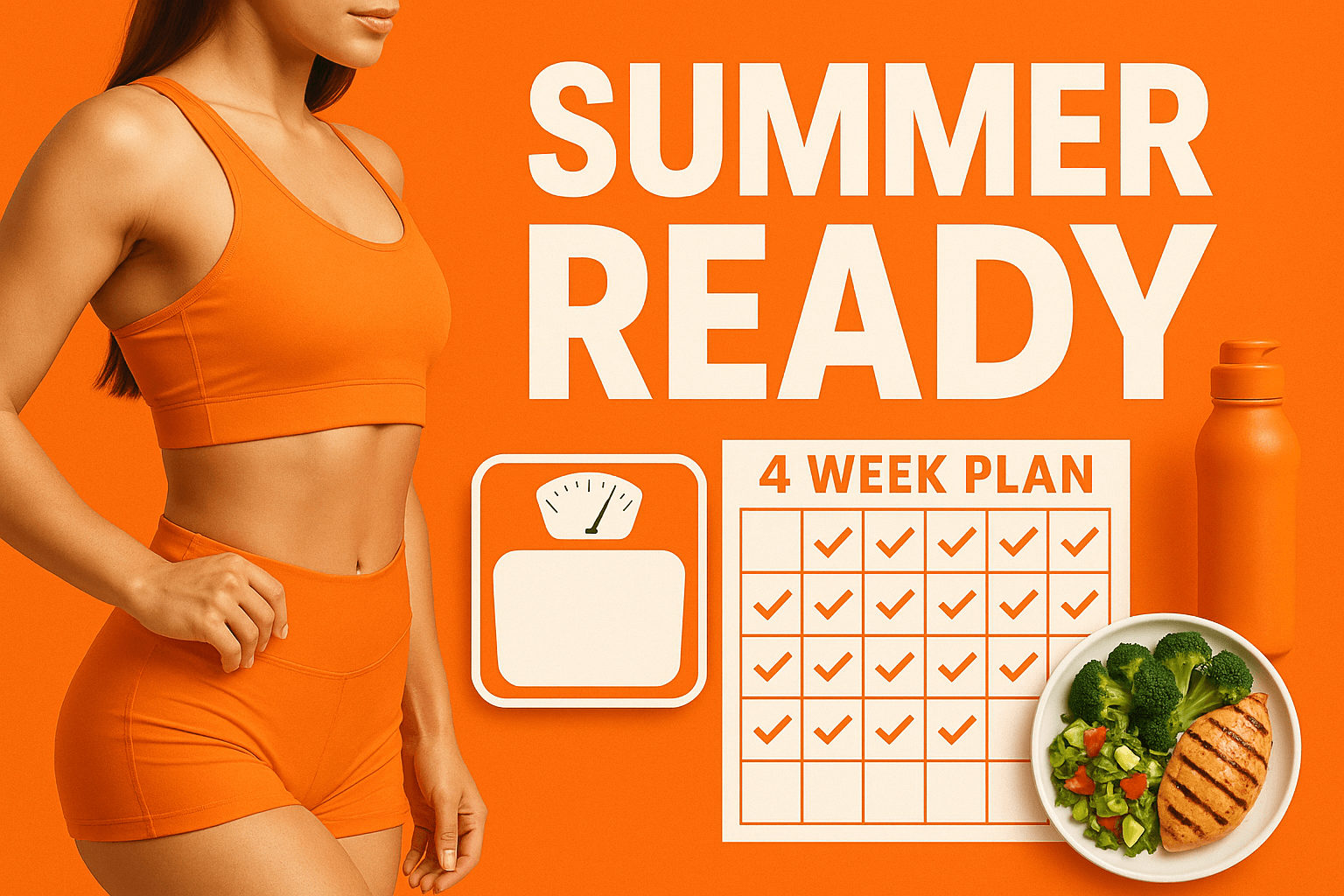 여름 전 다이어트 시작, 4주 플랜으로 완벽 준비, 눈에 띄는 타이포그래피