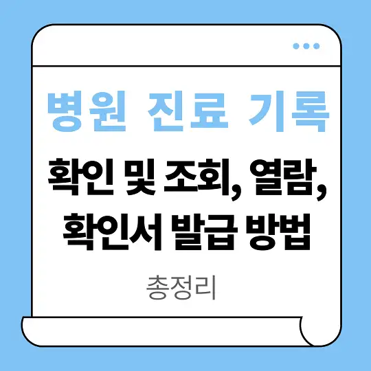 병원 진료 기록 확인 및 조회, 열람, 확인서 발급 방법