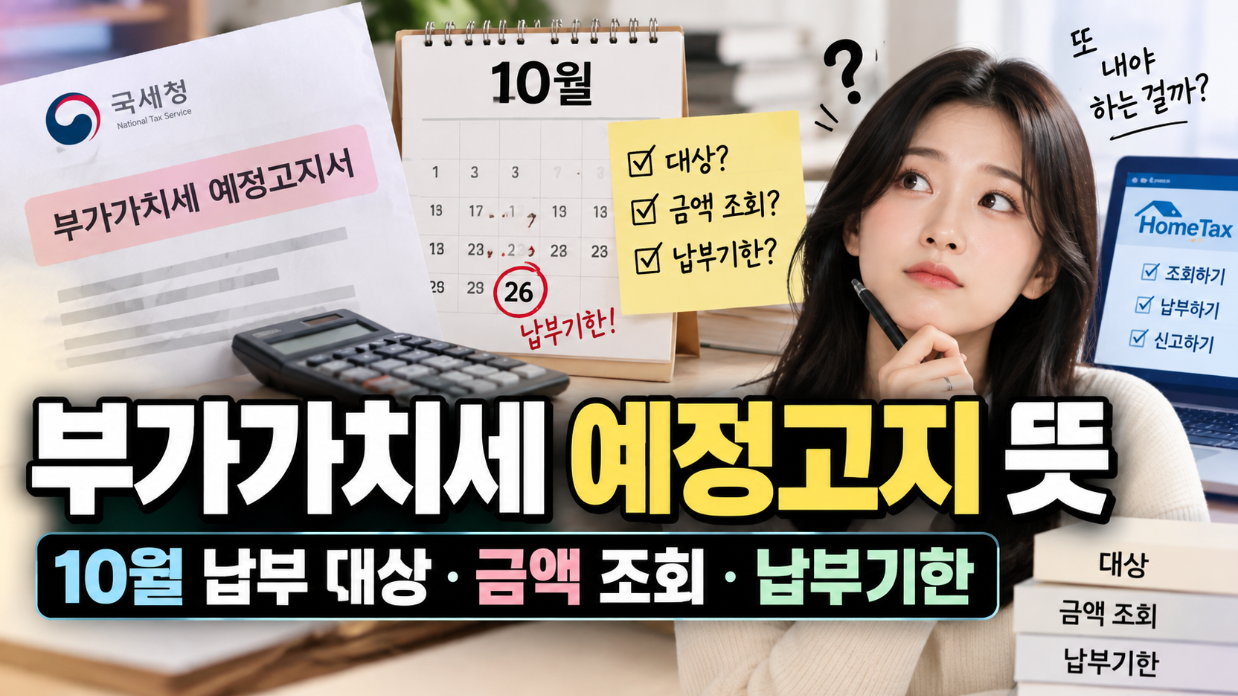 부가가치세 예정고지 뜻｜10월 납부 대상&middot;금액 조회&middot;납부기한