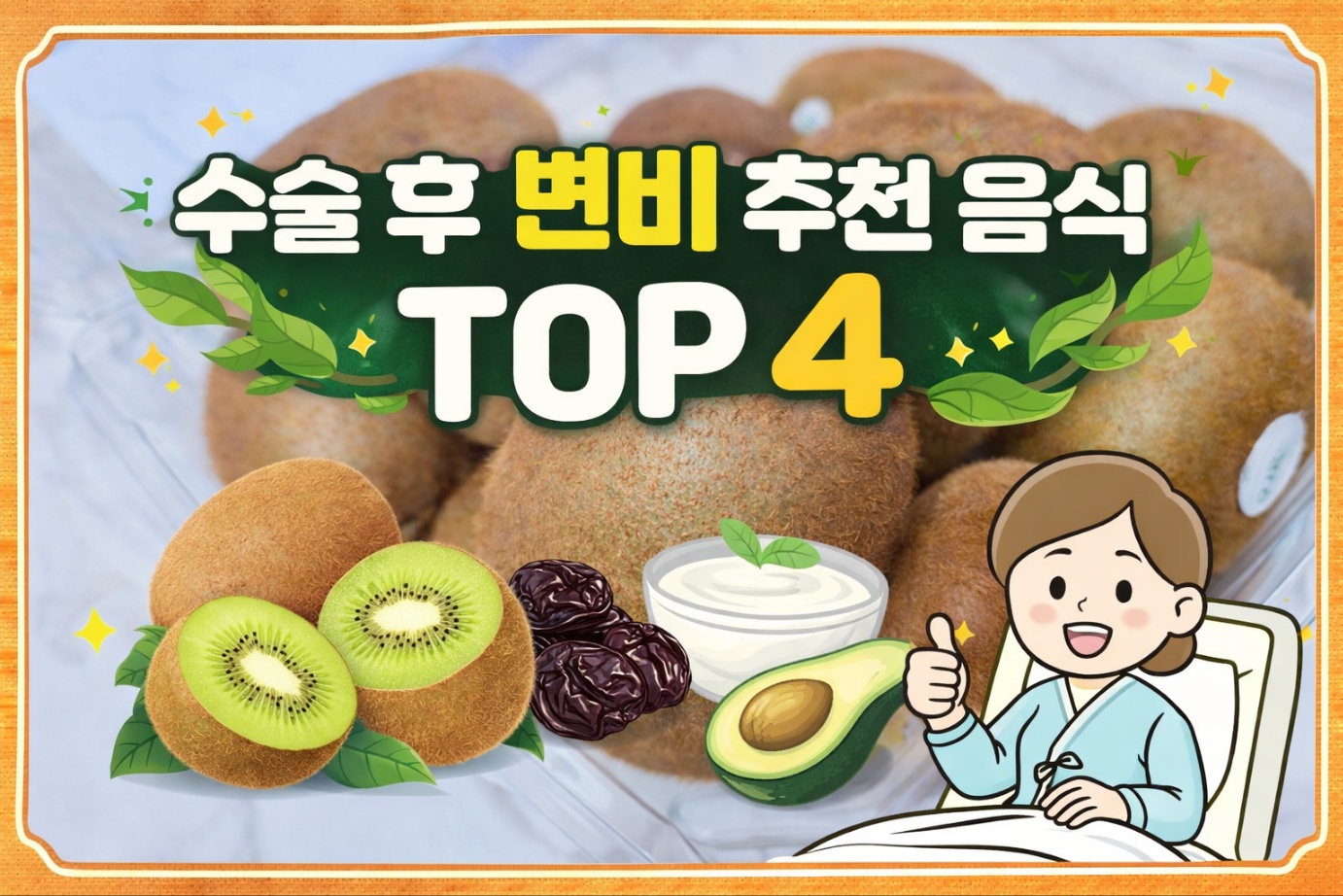 수술 후 변비 해결에 좋은 키위, 푸룬, 요거트, 아보카도 추천 이미지