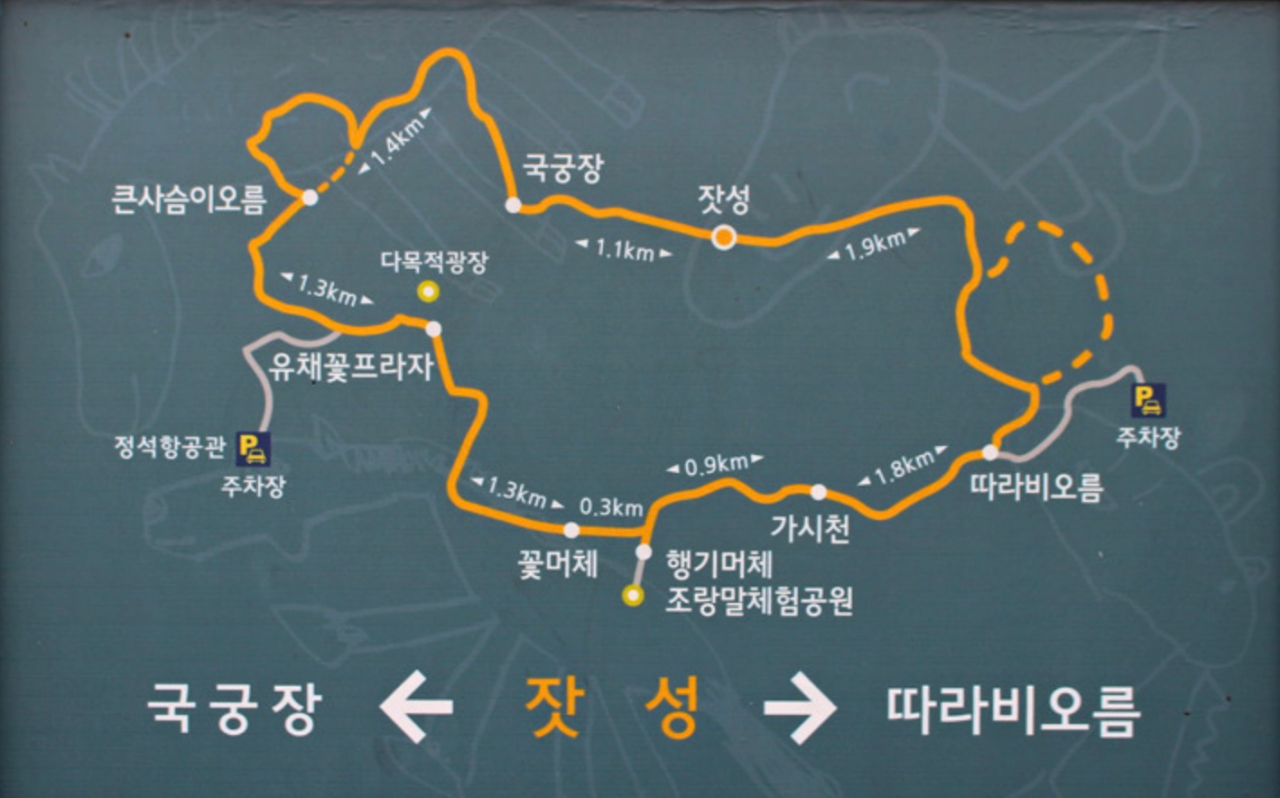 큰사슴이오름에서-졸븐갑마장길-따라비오름가는길-지도