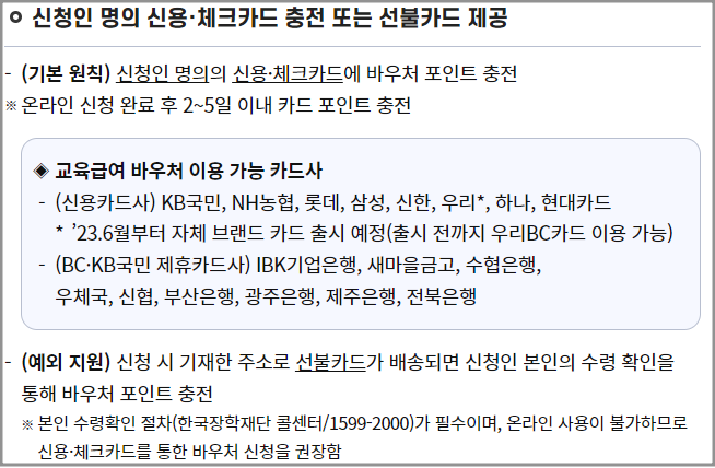 2024년 교육급여 바우처 사용처관련 설명글 캡처