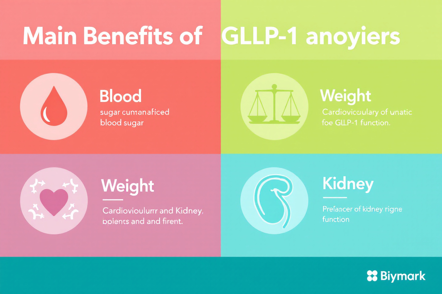 "GLP-1 작용제가 제공하는 주요 이점을 인포그래픽으로 정리: 혈당, 체중, 심혈관, 신장 등"