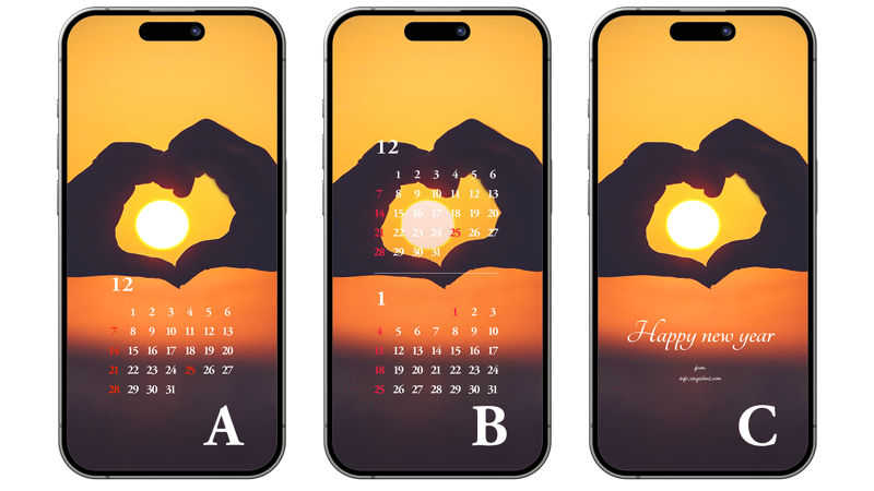 07 일출과 손 하트 ABC - 2025년12월 아이폰배경화면