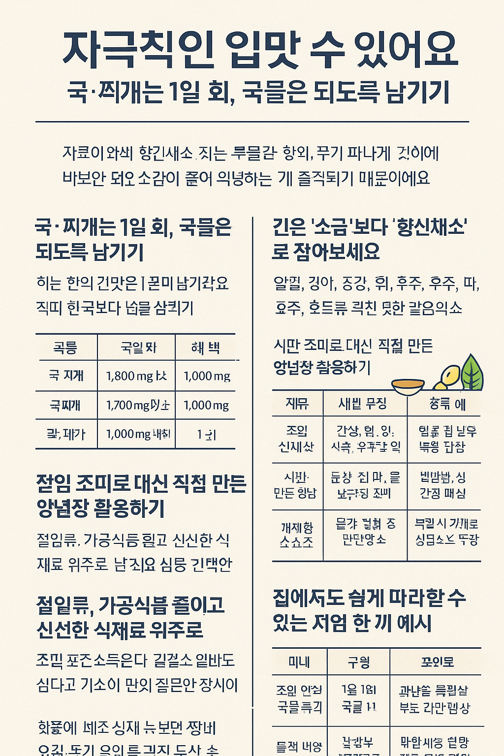 저염식 식단 구성법 완전 정리