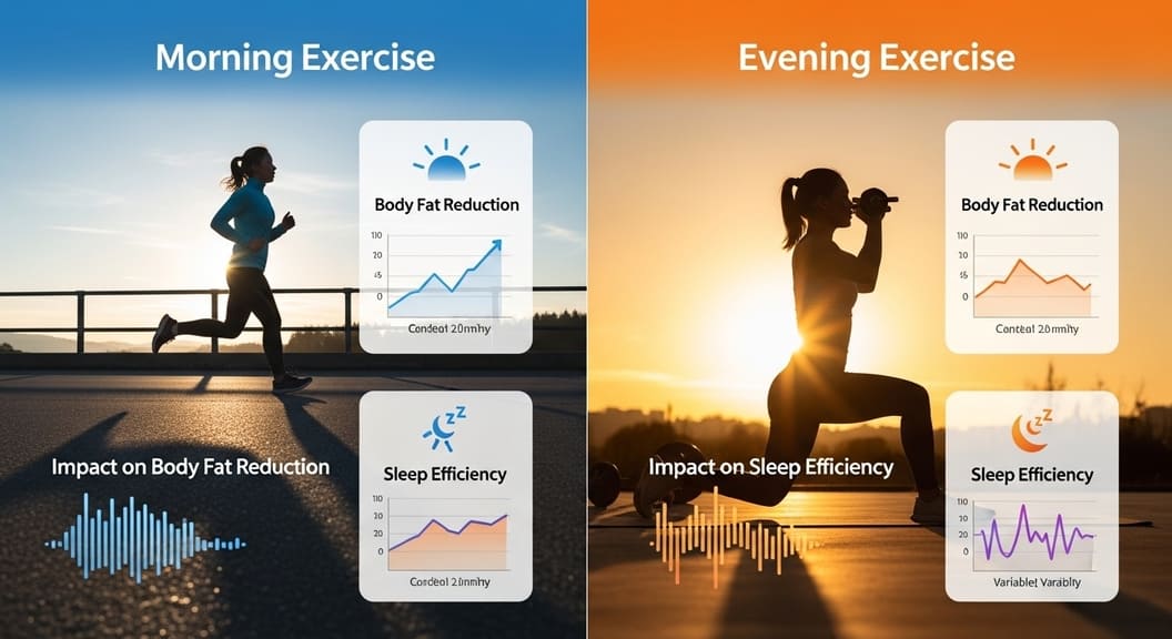아침운동과 저녁운동의 차이, 체지방 감소와 수면 효율성에 미치는 영향