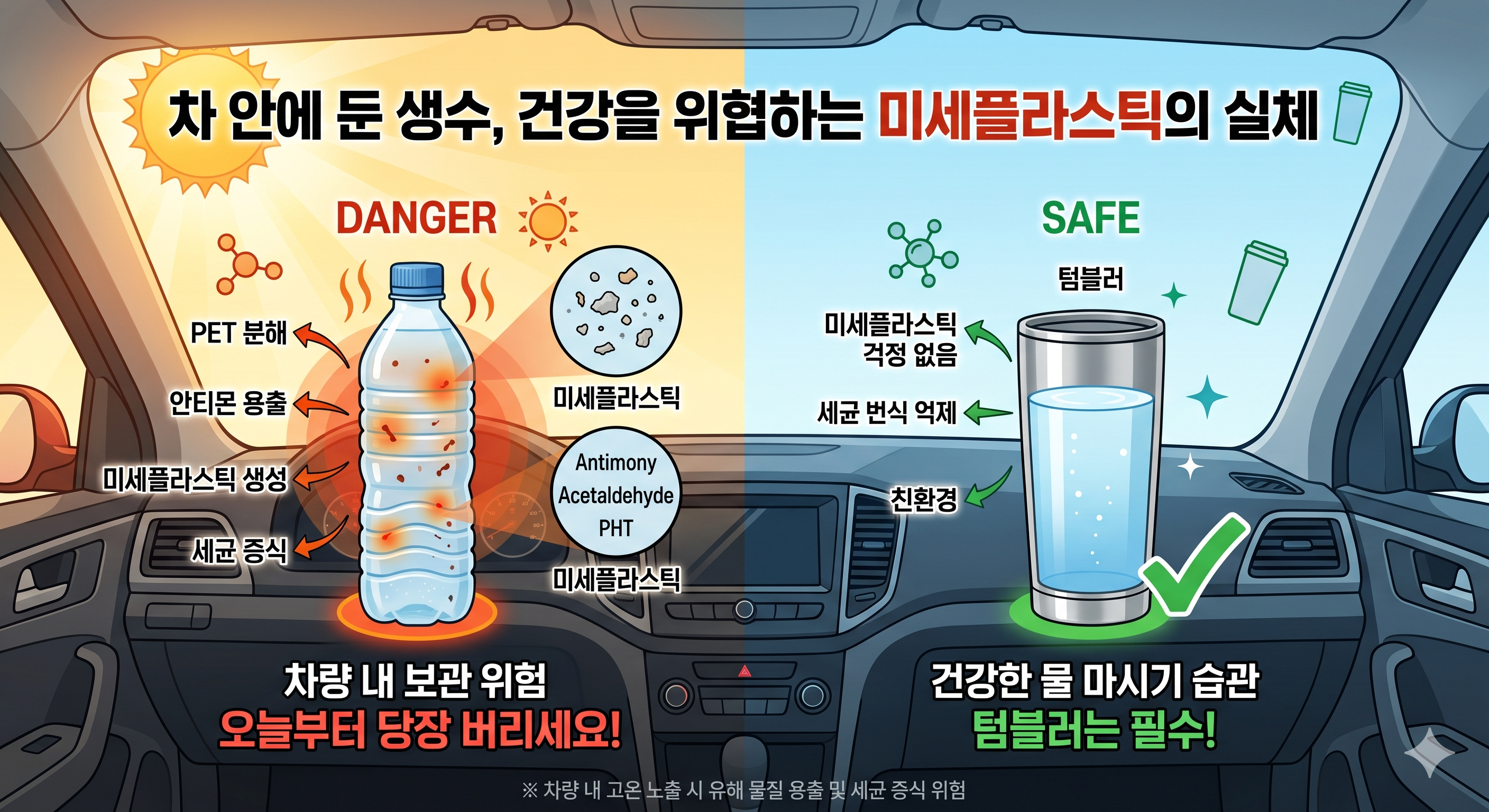 차 안에 둔 생수, 그대로 마셨나요? 당신의 건강을 위협하는 미세플라스틱의 실체