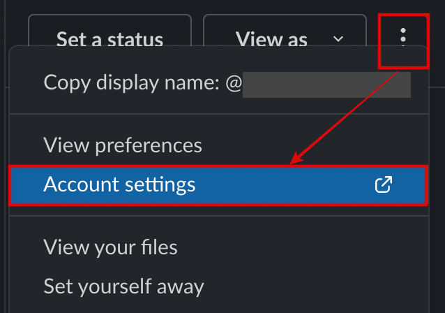 Slack account settings