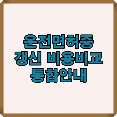 운전면허증 갱신 시 일반, 모바일 IC, 온라인 방식별 비용 차이를 한눈에 보여주는 블로그 대표 썸네일. 최신 갱신 요금과 할인 정보를 요약한 핵심 안내 이미지.
