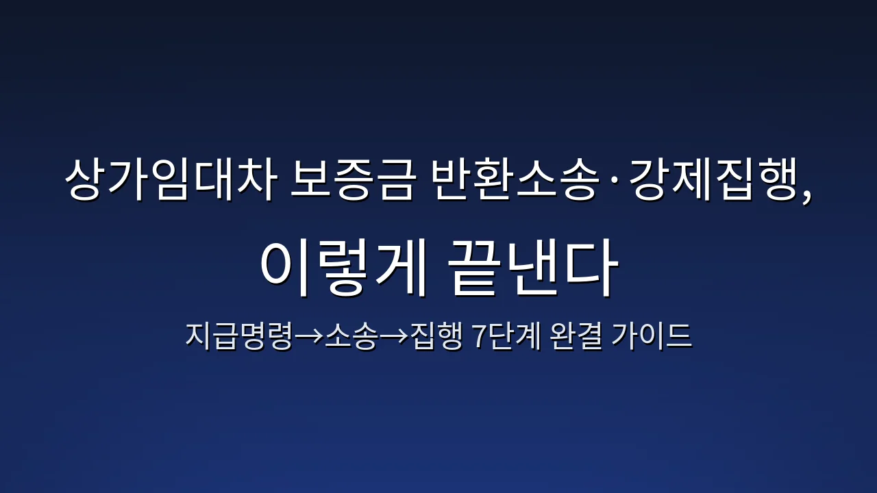 상가임대차_보증금_반환소송_강제집행,_이렇게_끝낸다:_지급명령→소송→집행 7단계_완결_가이드
