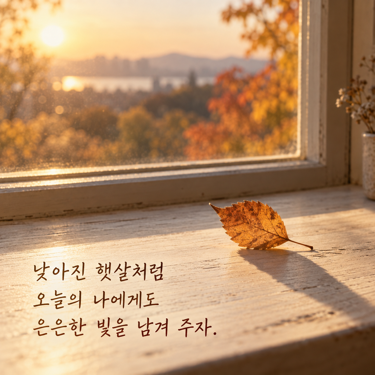 낮아진 햇살처럼 오늘의 나에게도 은은한 빛을 남겨 주자