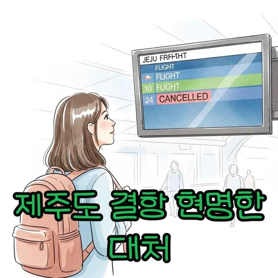 제주공항에서 결항 소식을 확인하는 여행객