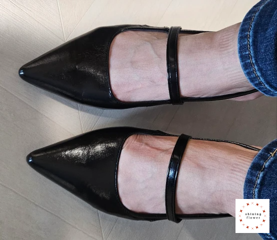 소보제화-베인드 미들힐 슬링백 5cm 블랙 착용샷