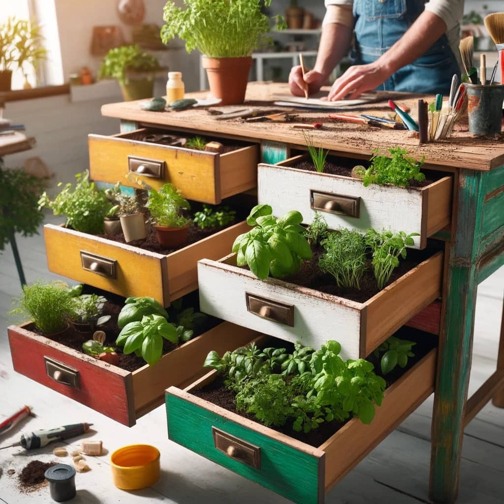 오래된 가구로 수직 농장 만들기