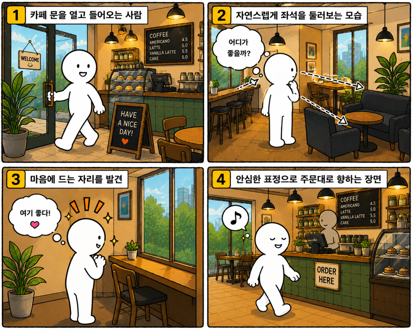 카페가서 가장 먼저 하는 행동은 빈자리 찾기