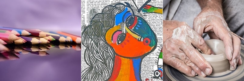 미술 치료 방법, 드로잉, 콜라주, 점토 빚기