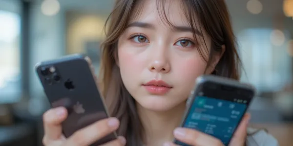 알뜰폰 요금제 비교하는 여성 스마트폰 선택