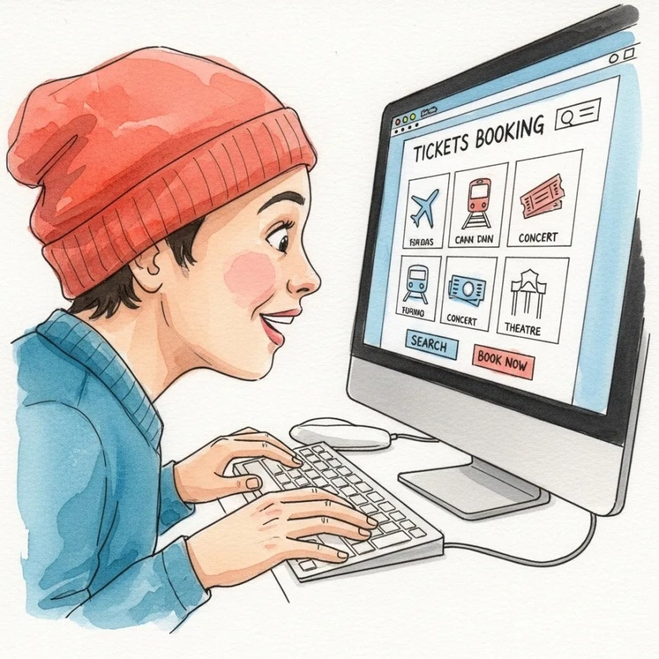 티켓 예매를 준비하는 사람의 설레는 모습