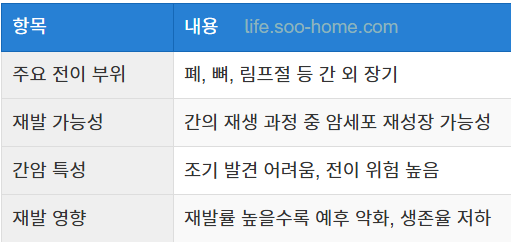 간암의 전이와 재발 특징