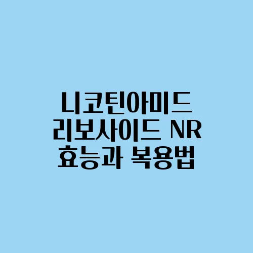 니코틴아미드 리보사이드 NR 효능과 복용법