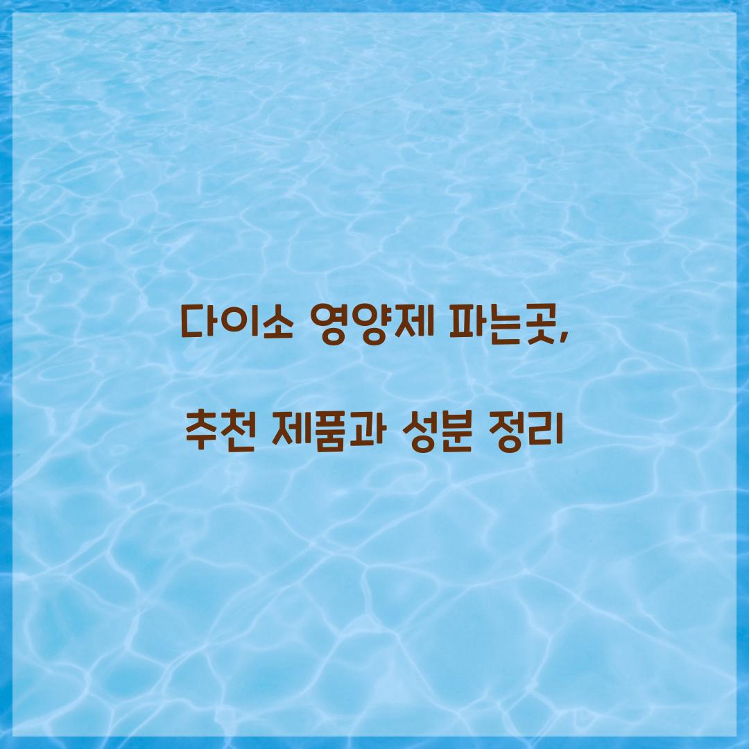 다이소 영양제 파는곳