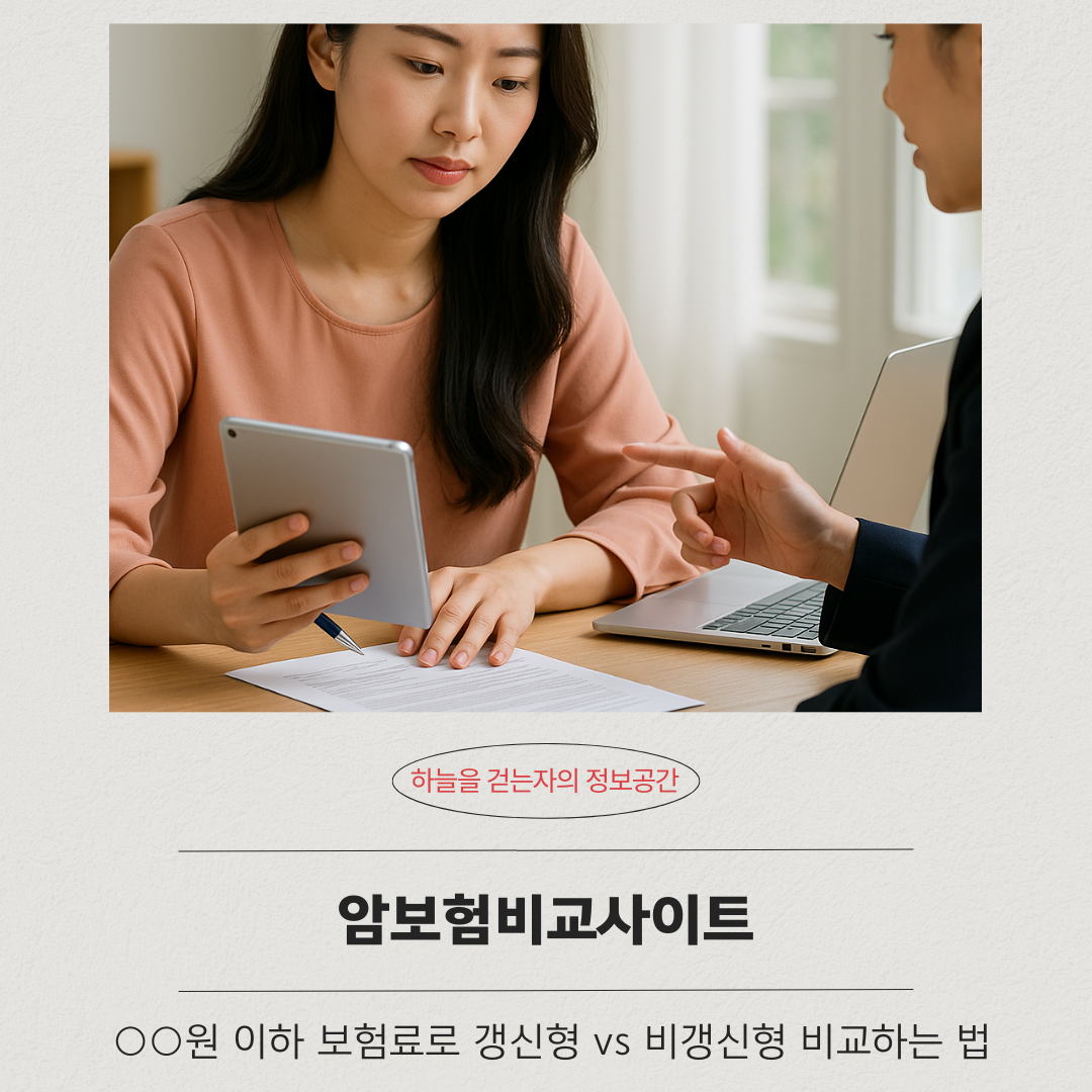 암보험비교사이트 ○○원 이하 보험료로 갱신형 vs 비갱신형 비교하는 법