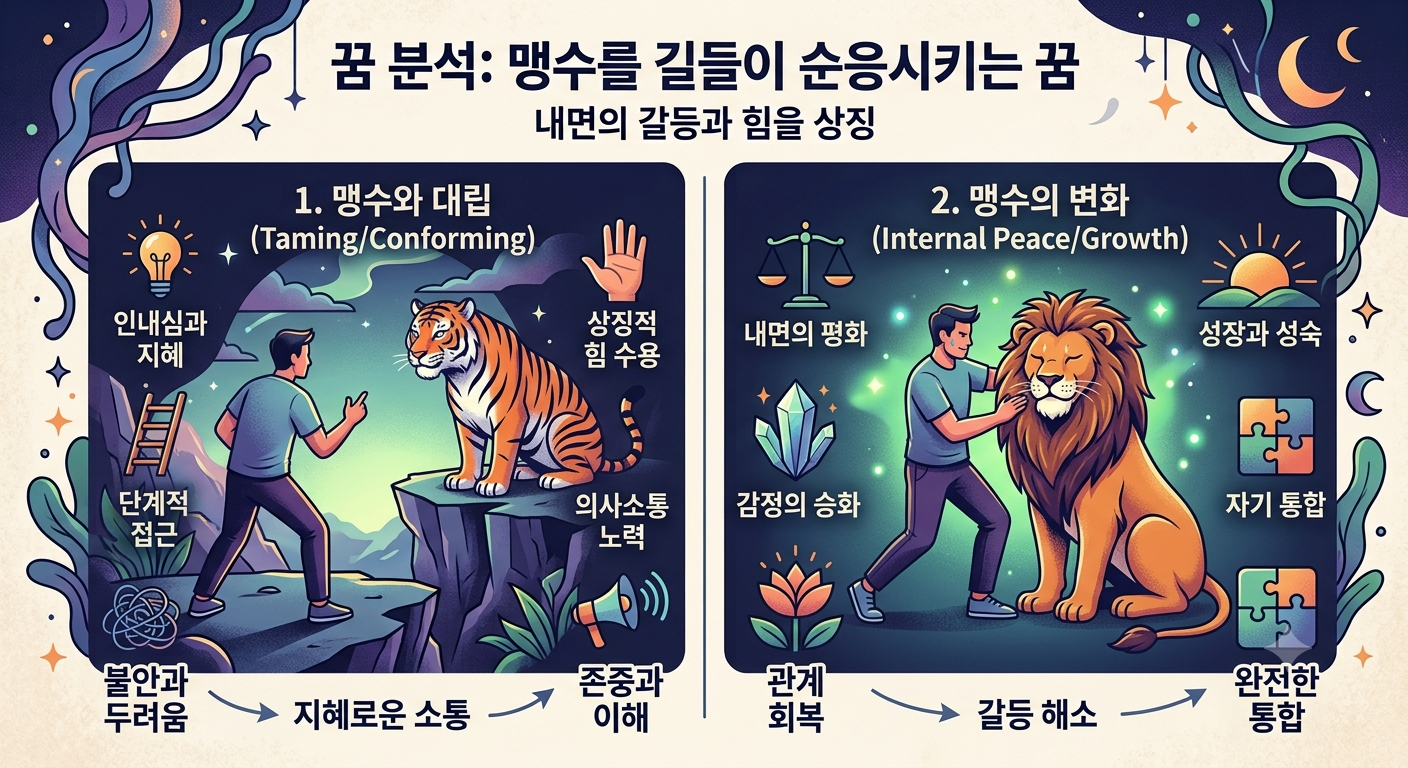 맹수를 길들이거나 순응시키는 꿈