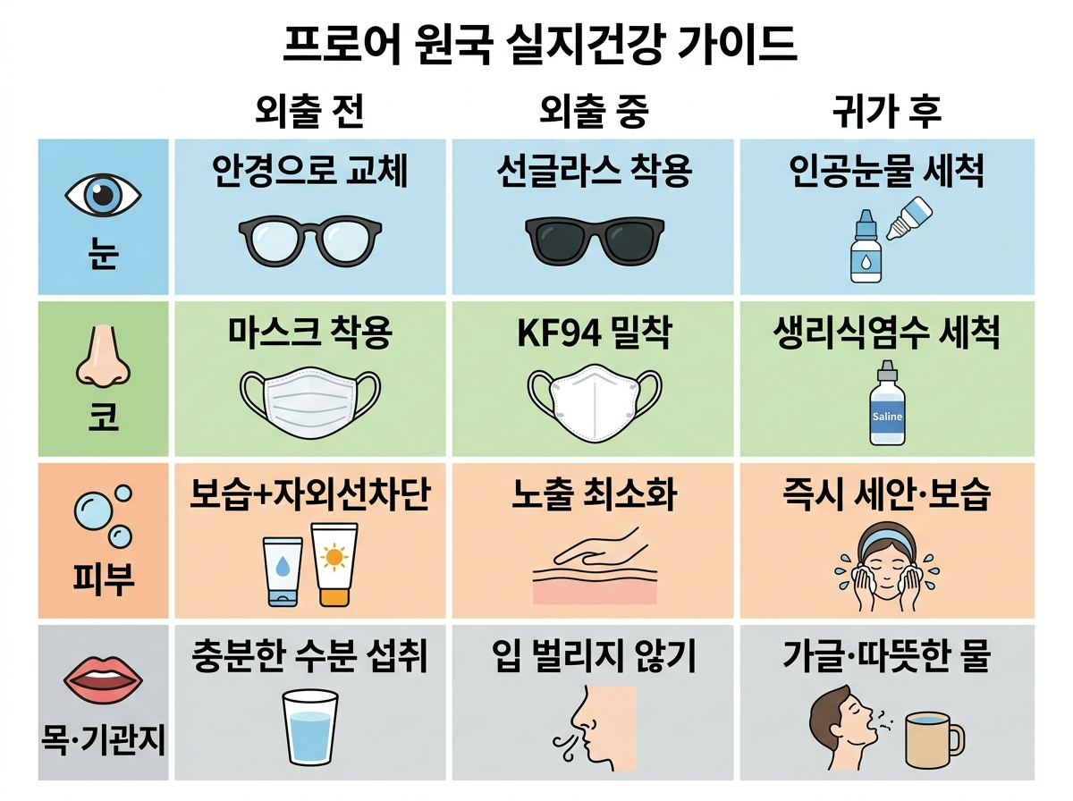 미세먼지 대응법, 황사 신체부위별 관리, 초미세먼지 눈코피부 루틴, 미세먼지 건강관리 수칙