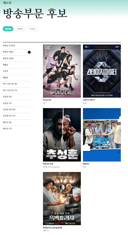 제61회 백상예술대상 방송부문