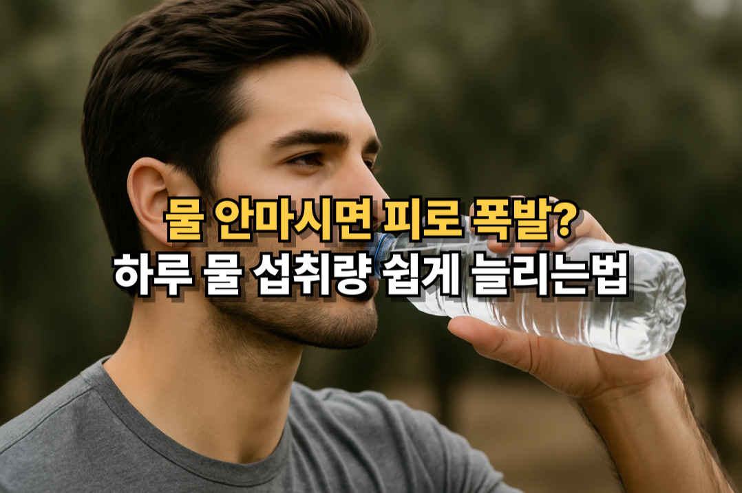 물 안 마시면 피로 폭발? 하루 물 섭취량 늘리는 방법을 소개하는 남성