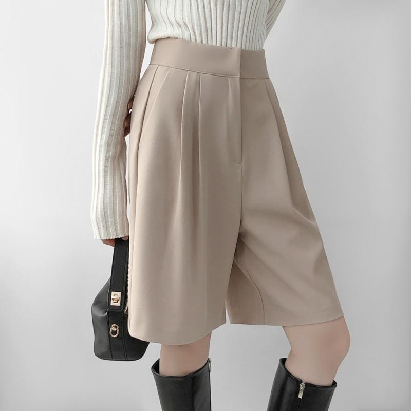 여성 핀턱 와이드 5부 반바지 버뮤다팬츠 슬랙스