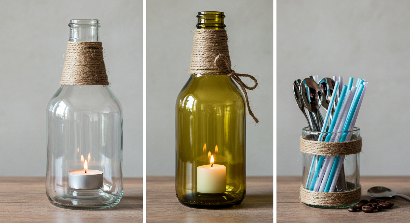 재활용 유리병 캔들 홀더/수납함