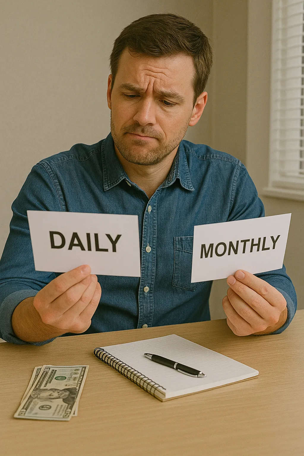 월-예산과-일일-예산을-고민하는-사람의-표정과-비교-장면