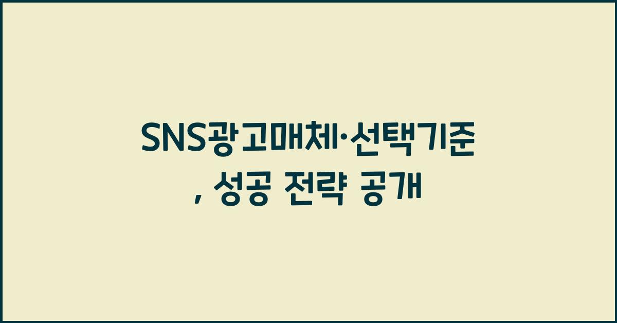 SNS광고매체·선택기준