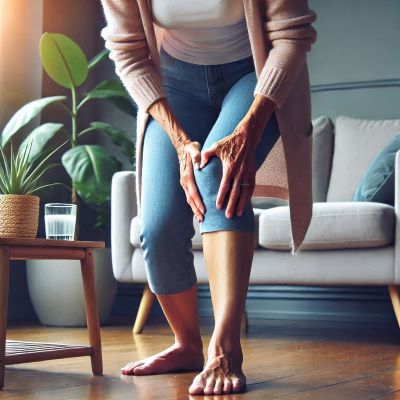 퇴행성 관절염으로 무릎을 제대로 펴지 못하고 있다