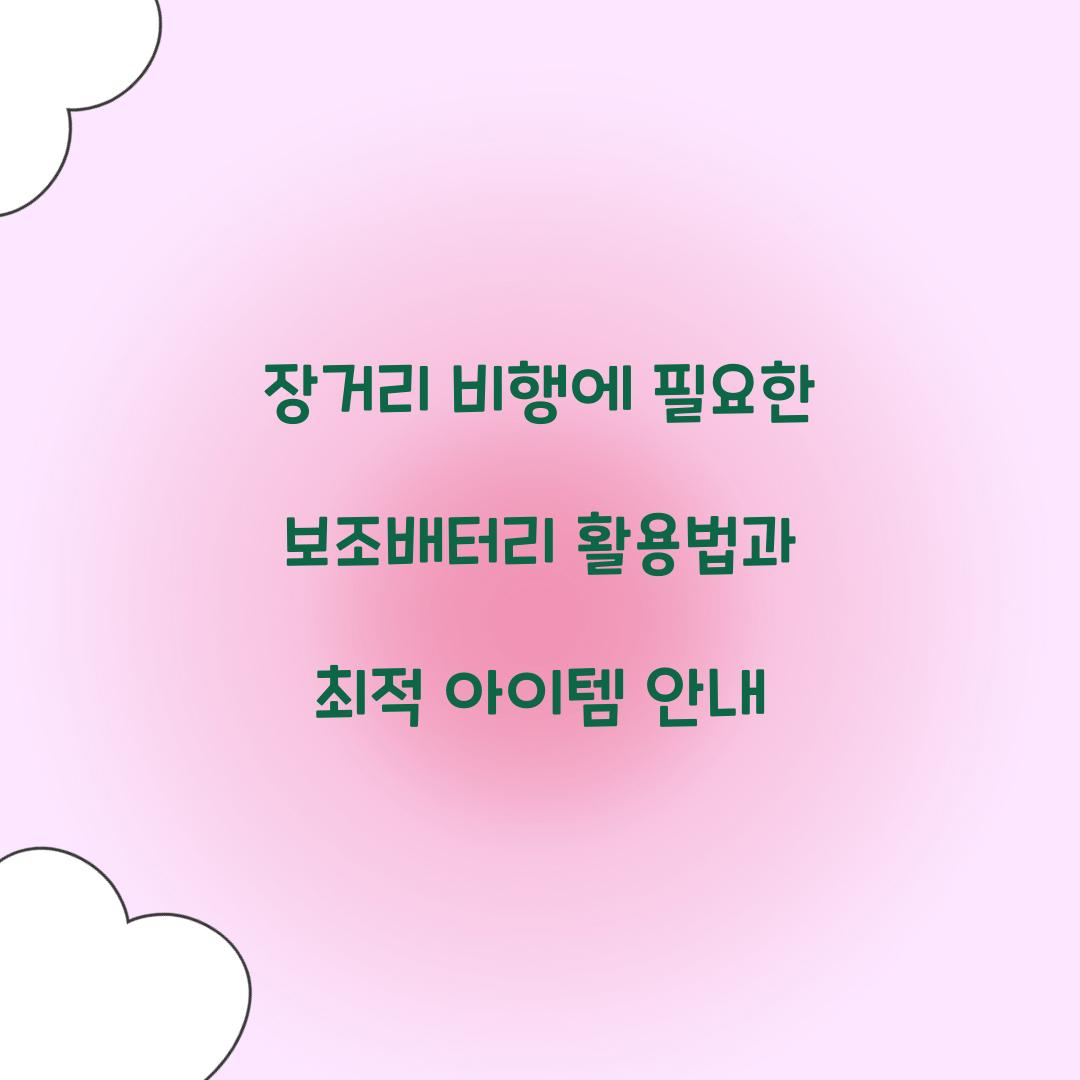 장거리 비행에 필요한 보조배터리 활용법